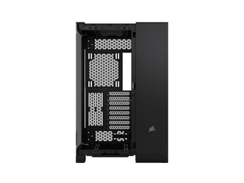 6500x mid tower dual chamber pc case; black Open black computer case interior view