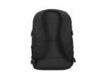 Black backpack rear view with straps