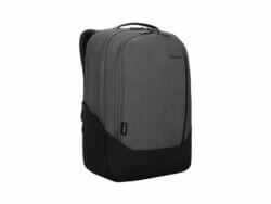Gray and black Targus backpack.