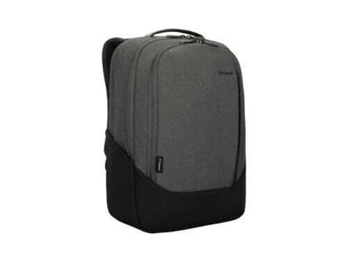 Gray and black Targus backpack.