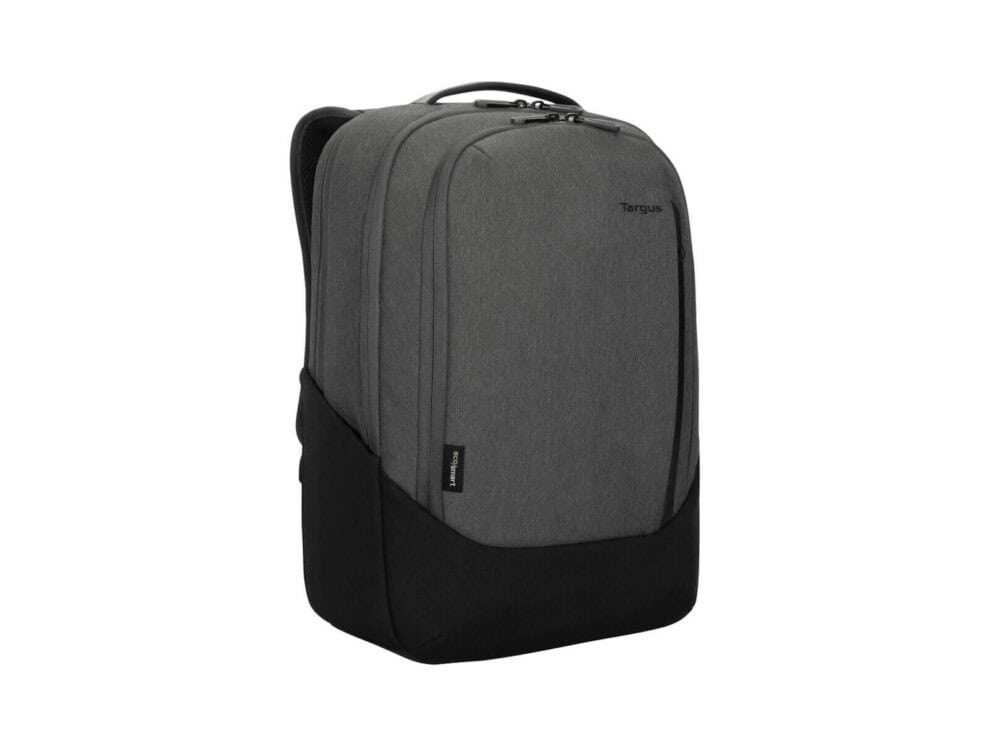 Gray and black Targus backpack.