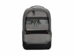 Gray backpack with organized compartments