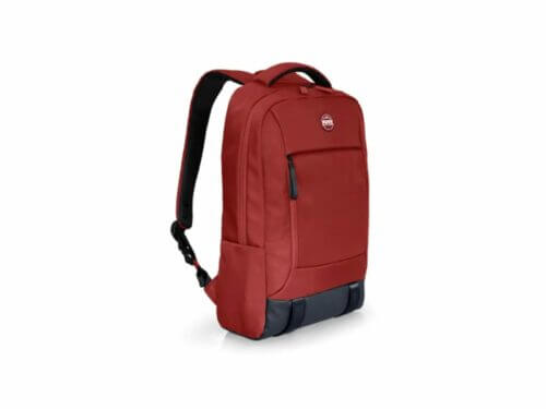 Red laptop backpack front view