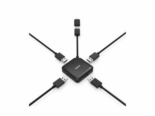 USB hub with multiple connected cables