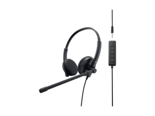 Black wired headset with microphone and controls