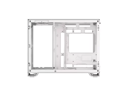 White empty computer case interior