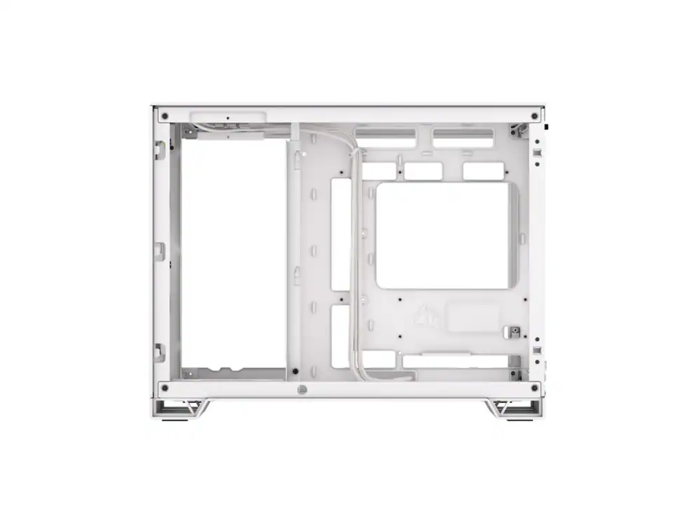White empty computer case interior