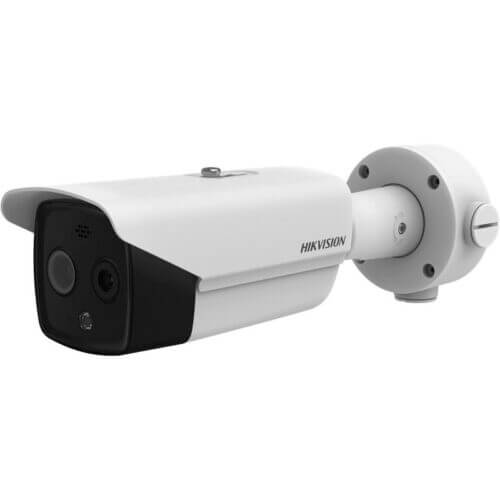 Hikvision security camera mounted on wall