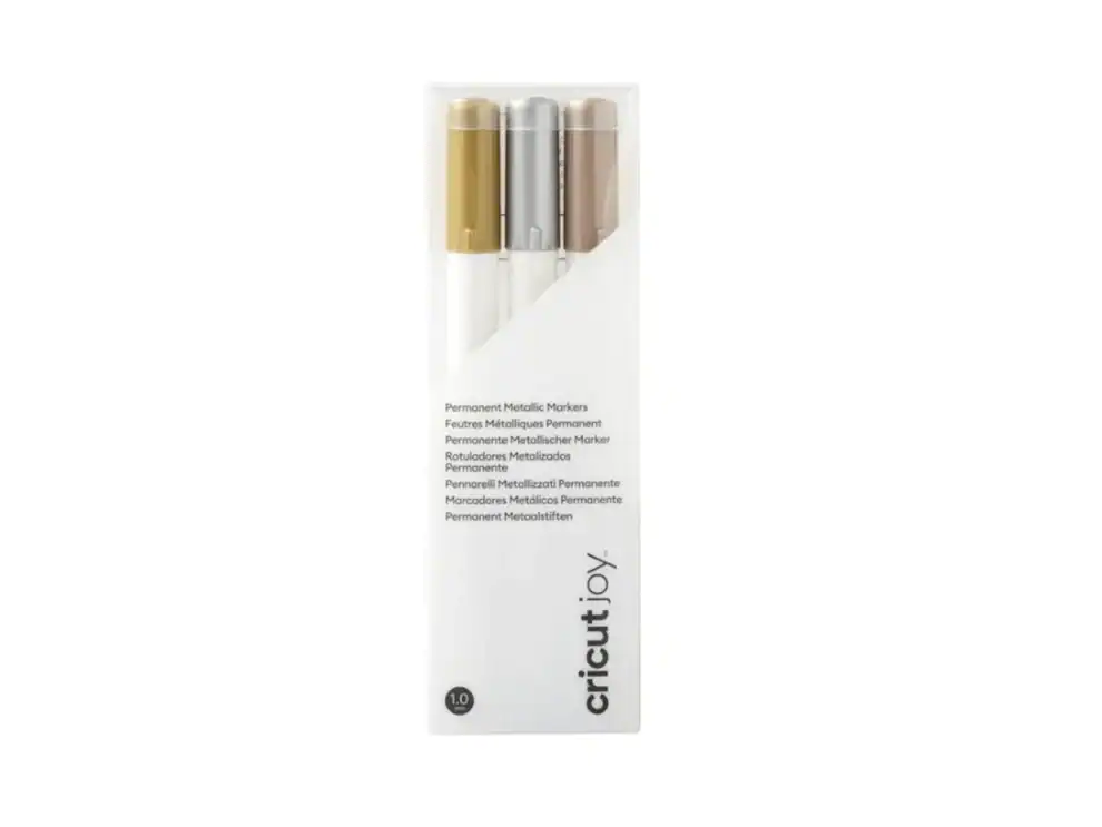 2010010 cricut 3 permanent metallic markers (1.0 mm) in gold; silver; copper; embellish projects with personal notes or drawin Cricut Joy metallic markers pack