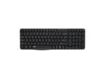 Black wireless computer keyboard with numeric keypad.