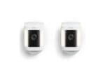 Two white Ring security cameras