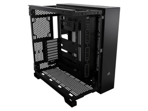 6500x mid tower dual chamber pc case; black Empty black PC case with open side