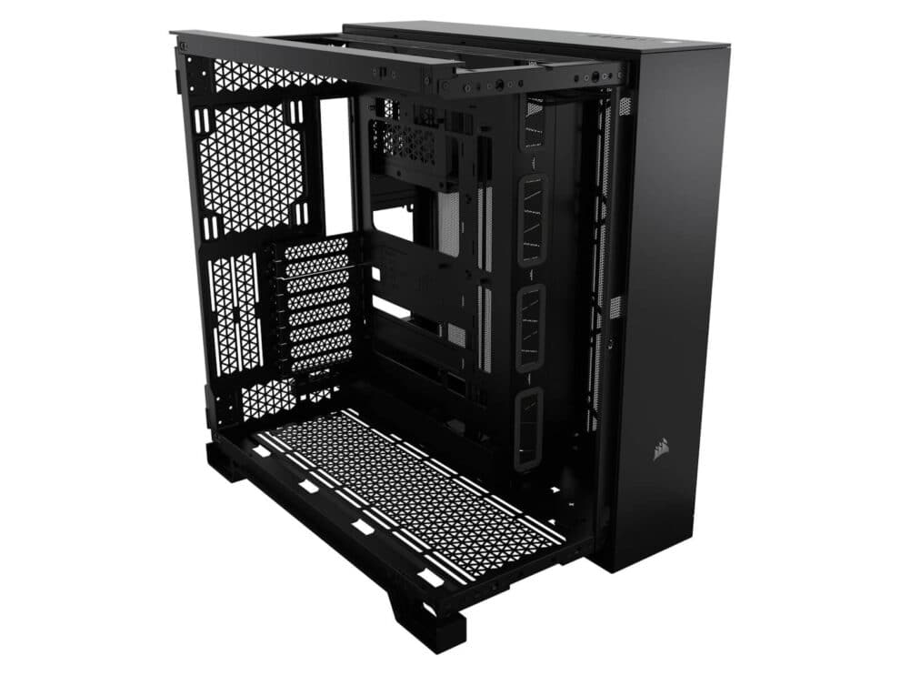 Empty black PC case with open side