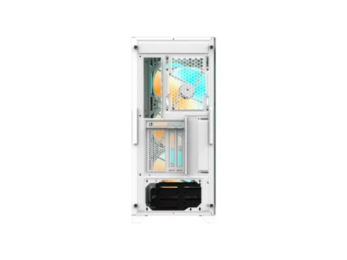 Rear view of a white PC case