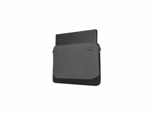 Gray laptop sleeve with a black laptop