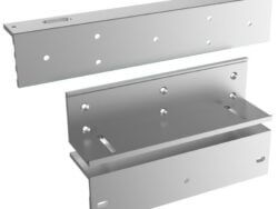 Metal brackets with multiple holes.