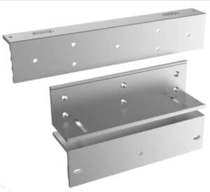 Metal brackets with multiple holes.