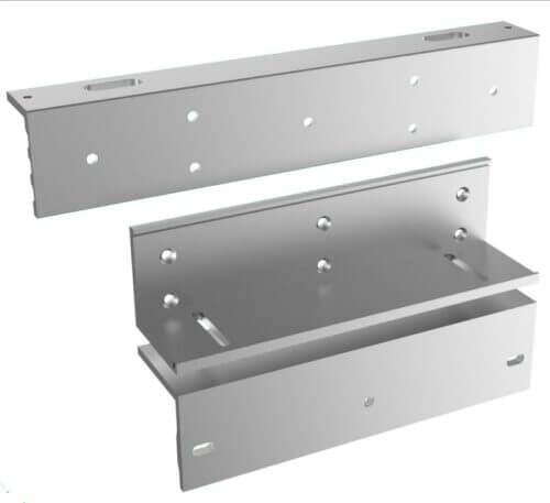 Metal brackets with multiple holes.