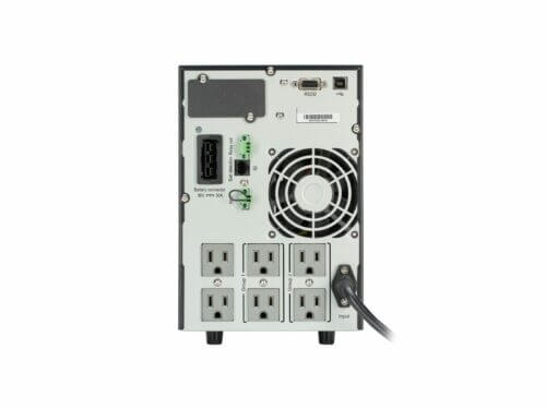 Back view of power supply unit with outlets.