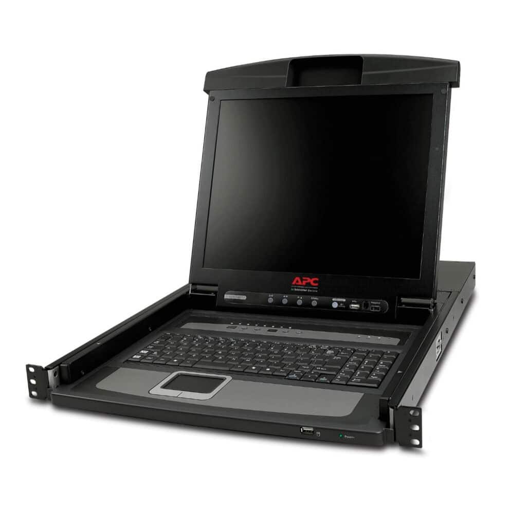 17" rack lcd console with integrated 8 port analog kvm switch Rack-mounted KVM console with LCD screen