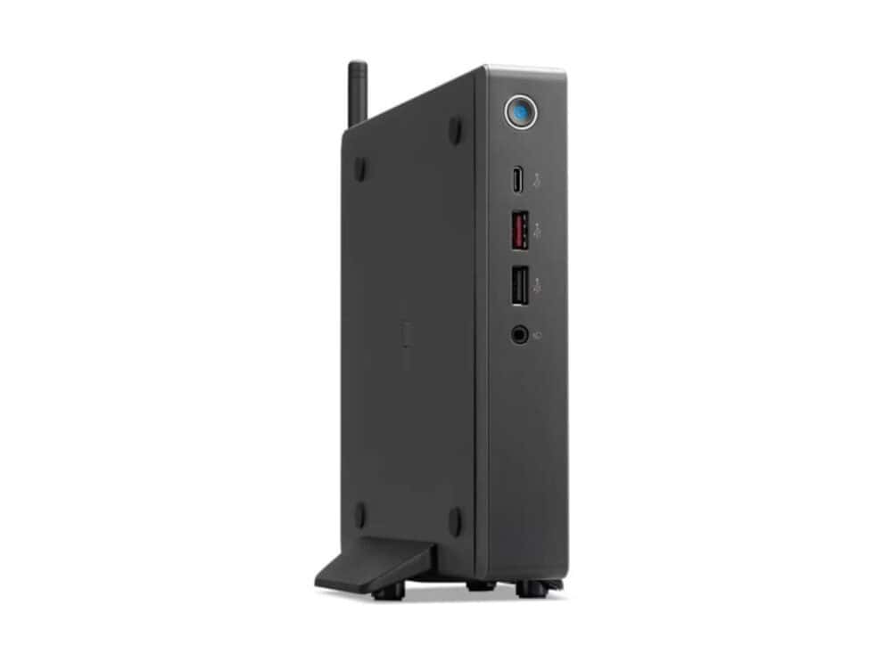 acer veriton 2000 mini vn2590g i5 1335u Slim black desktop computer tower with ports.