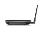 Side view of a black wireless router.