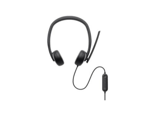 Black headset with microphone and inline controls