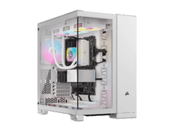 White gaming PC with RGB lighting