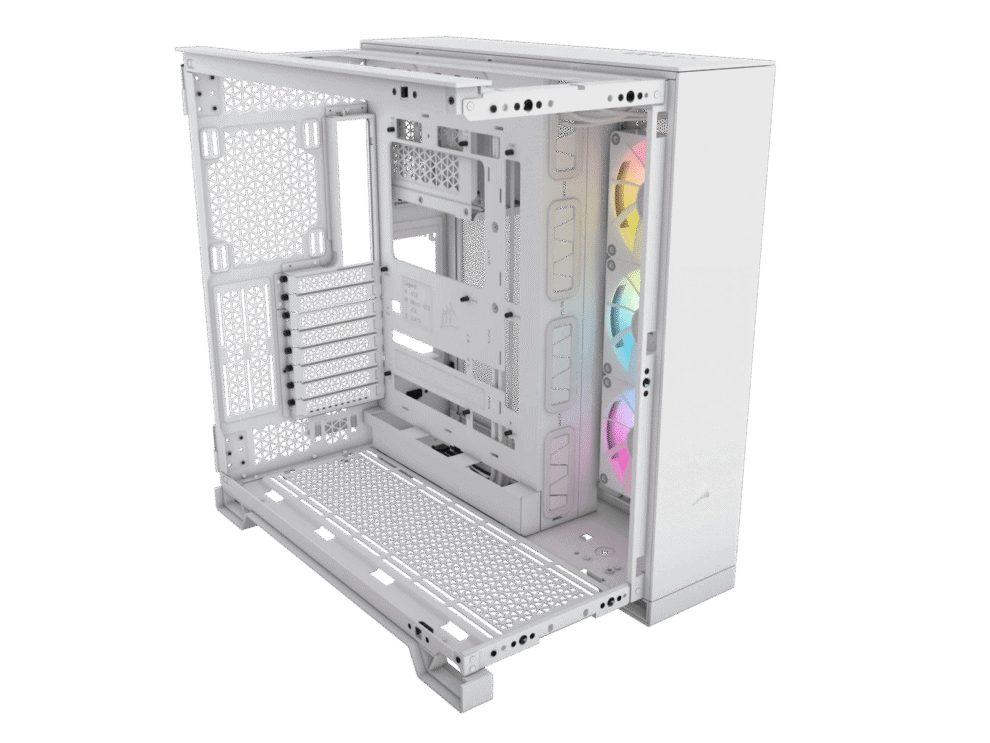 White computer case with RGB fans.