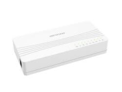 Hikvision white network switch with LED indicators