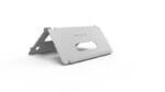 Foldable metal stand for tablets and laptops.