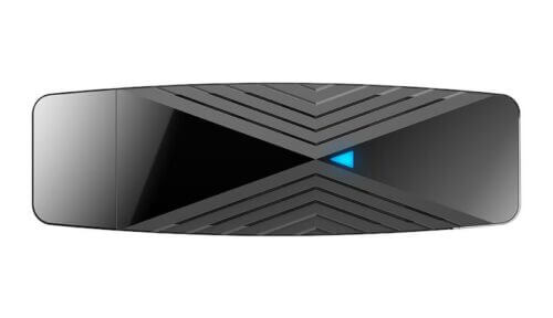 Modern sleek black gaming router top view