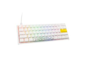 White mechanical keyboard with rainbow backlighting