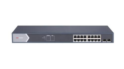 Hikvision 16-port network switch with two uplink ports