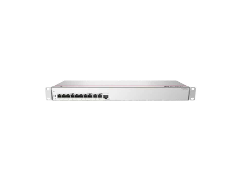 MikroTik router rack-mounted with multiple Ethernet ports.