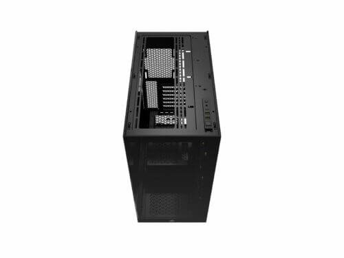 icue link 3500x rgb mid tower pc case; black Black computer case, top view