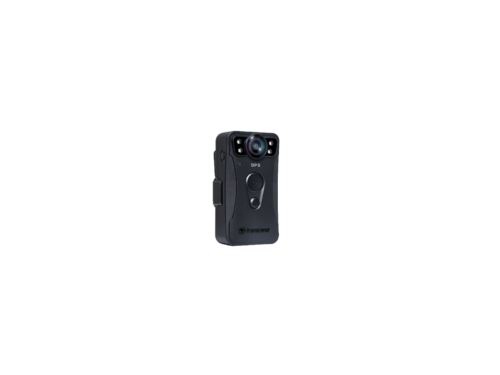 Black portable body camera with GPS feature