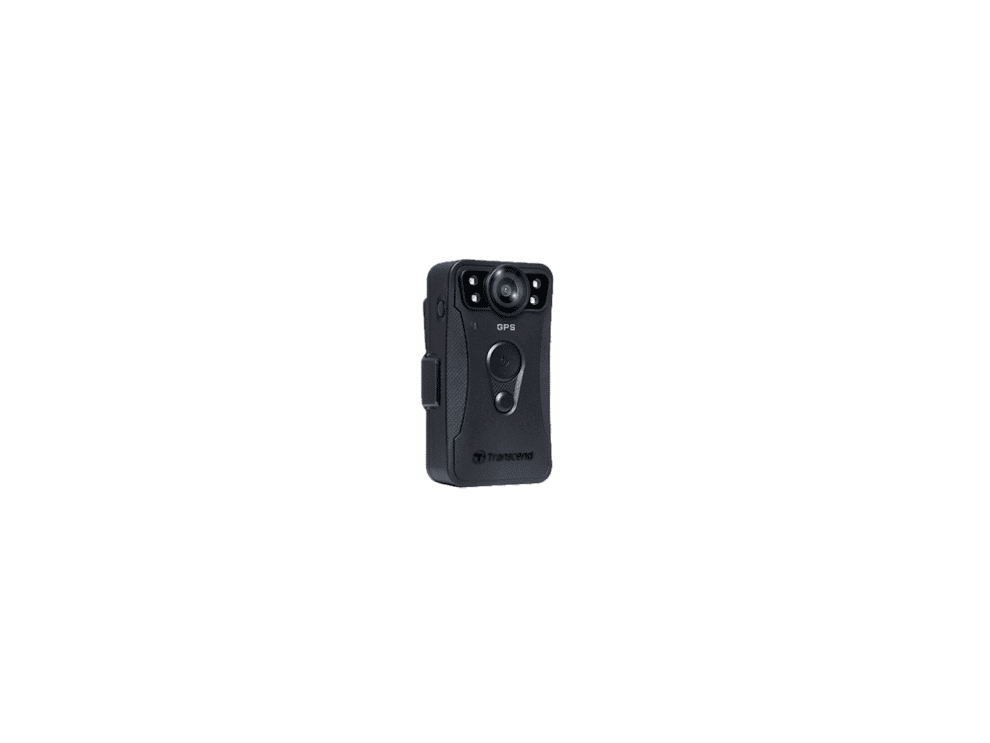 Black portable body camera with GPS feature