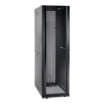 Black server cabinet with mesh door