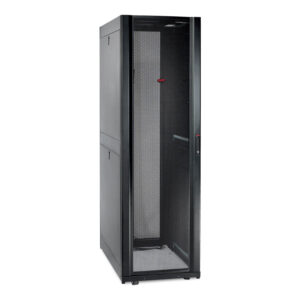 Black server rack cabinet.