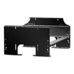 Black metal bracket for electronic device installation.