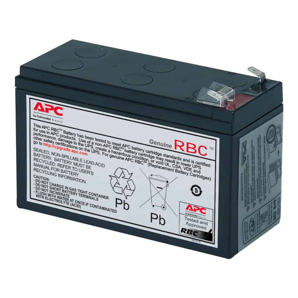 apc replacement battery 12v 7ah with 2 year warranty APC RBC genuine battery with recycle symbols.