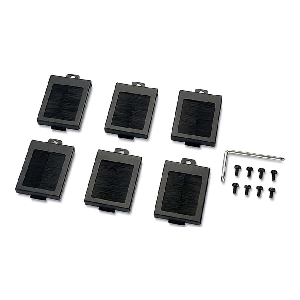 Cable management set with screws and tool.