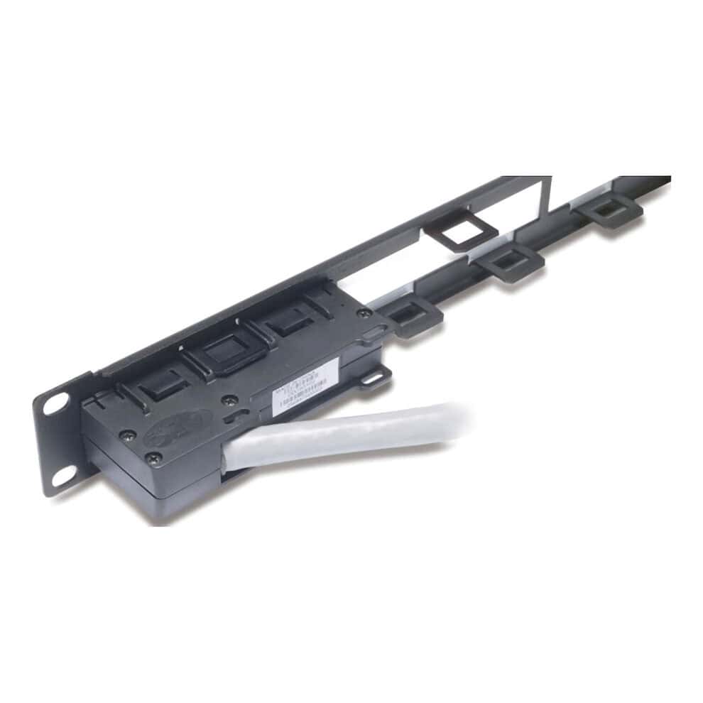 data distribution 1u panel, holds 4 each data distribution cables for a total of 24 ports Rack mount fiber optic splice tray