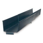 Black plastic rain gutter segment
