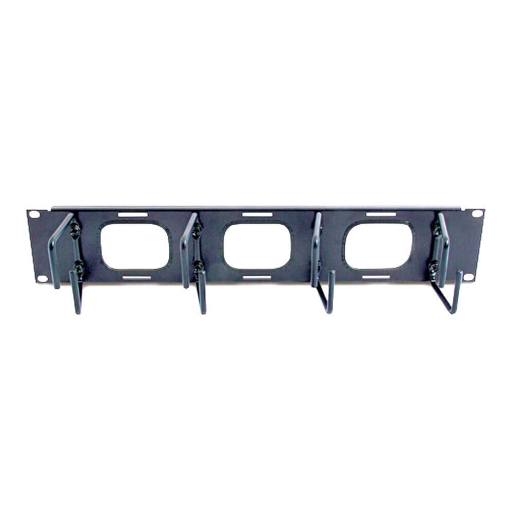 horizontal cable organizer 2u w/pass through holes Metal cable management bracket with hooks