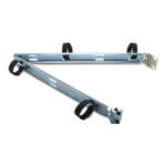 Metal securing frame with black straps
