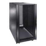 Black server rack cabinet with mesh door