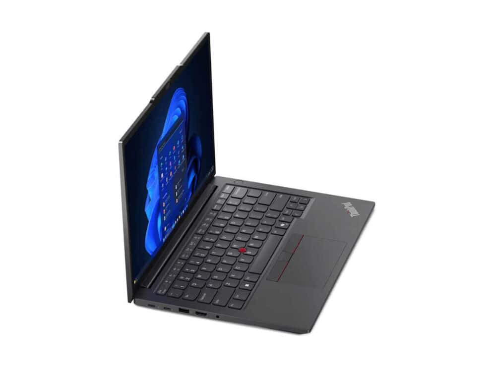 Open ThinkPad laptop displaying Windows 11 screen.