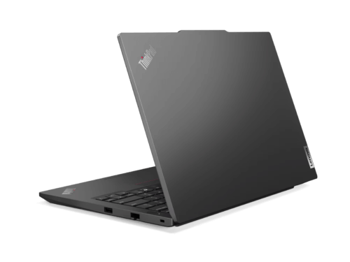 ThinkPad laptop partially closed